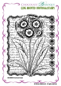 Auricula Script cling mounted rubber stamp
